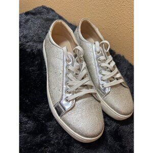 Johnston & Murphy Womens Metallic Textured Lace-Up Sneakers Size 9M